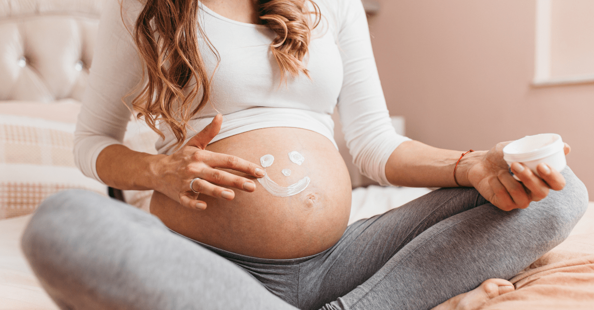 Pregnant women treating dry skin